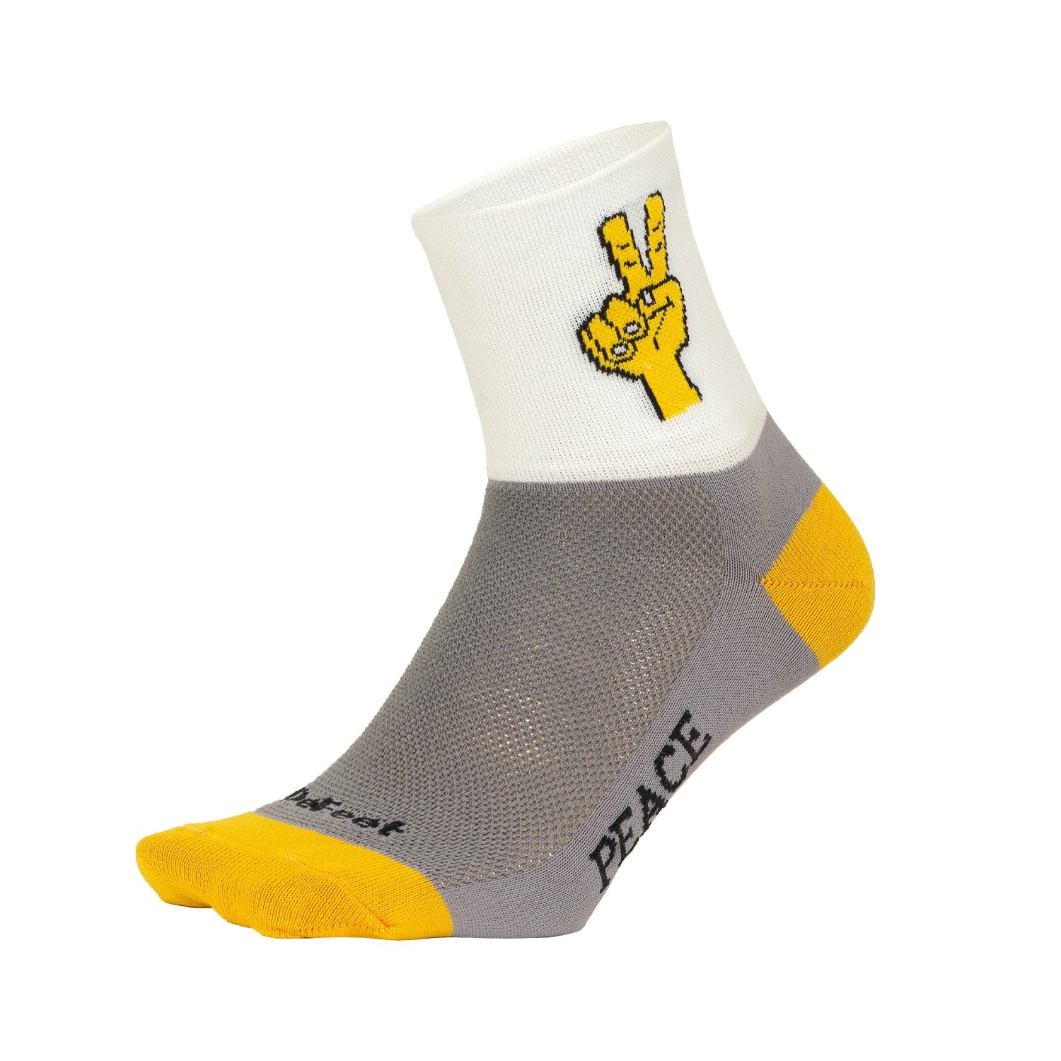 DeFeet Aireator Grey Peace Sign Low Cuff Cycling Socks