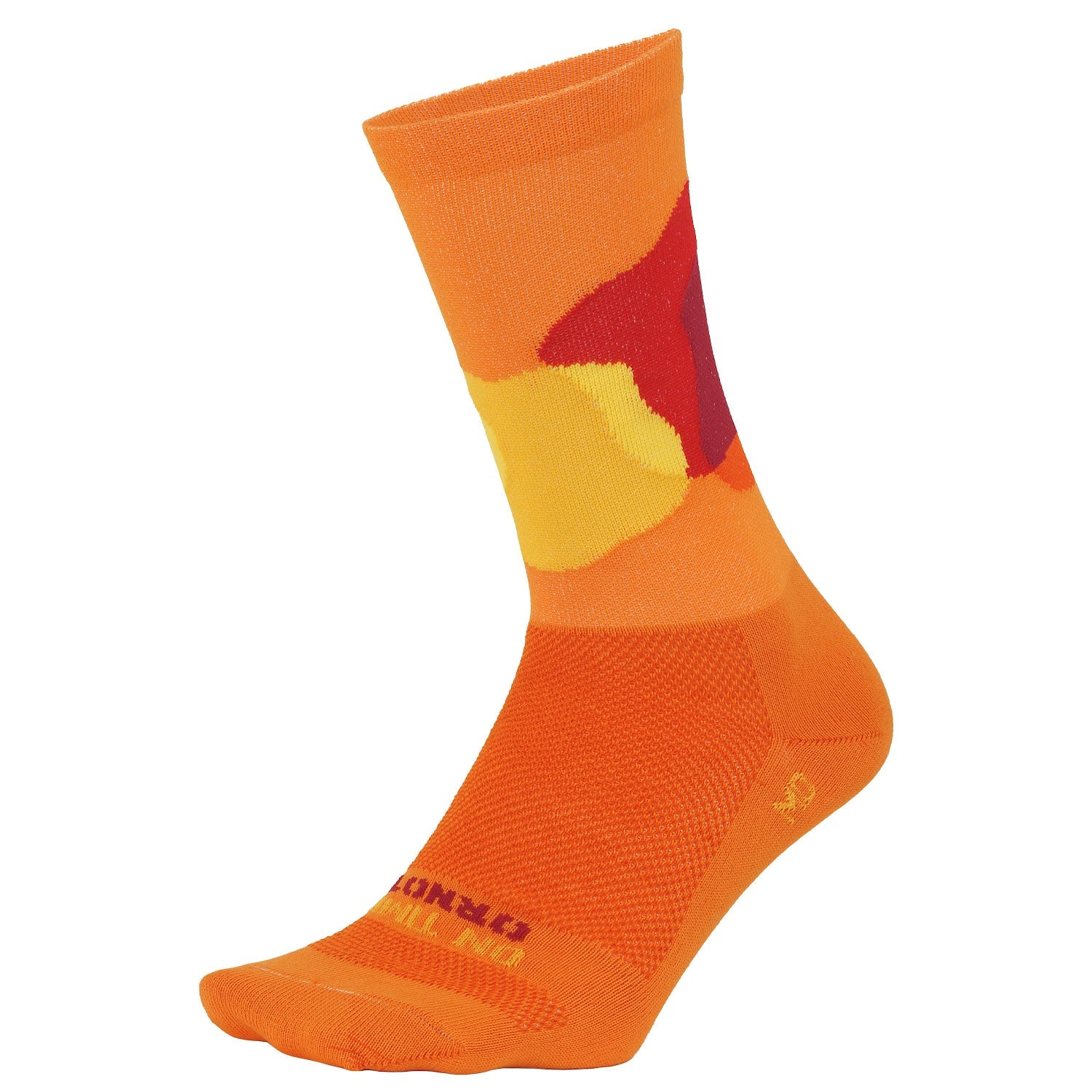 Ornot Aireator 6 Bloom Cycling Sock, Orange Yellow Red Design DeFeet