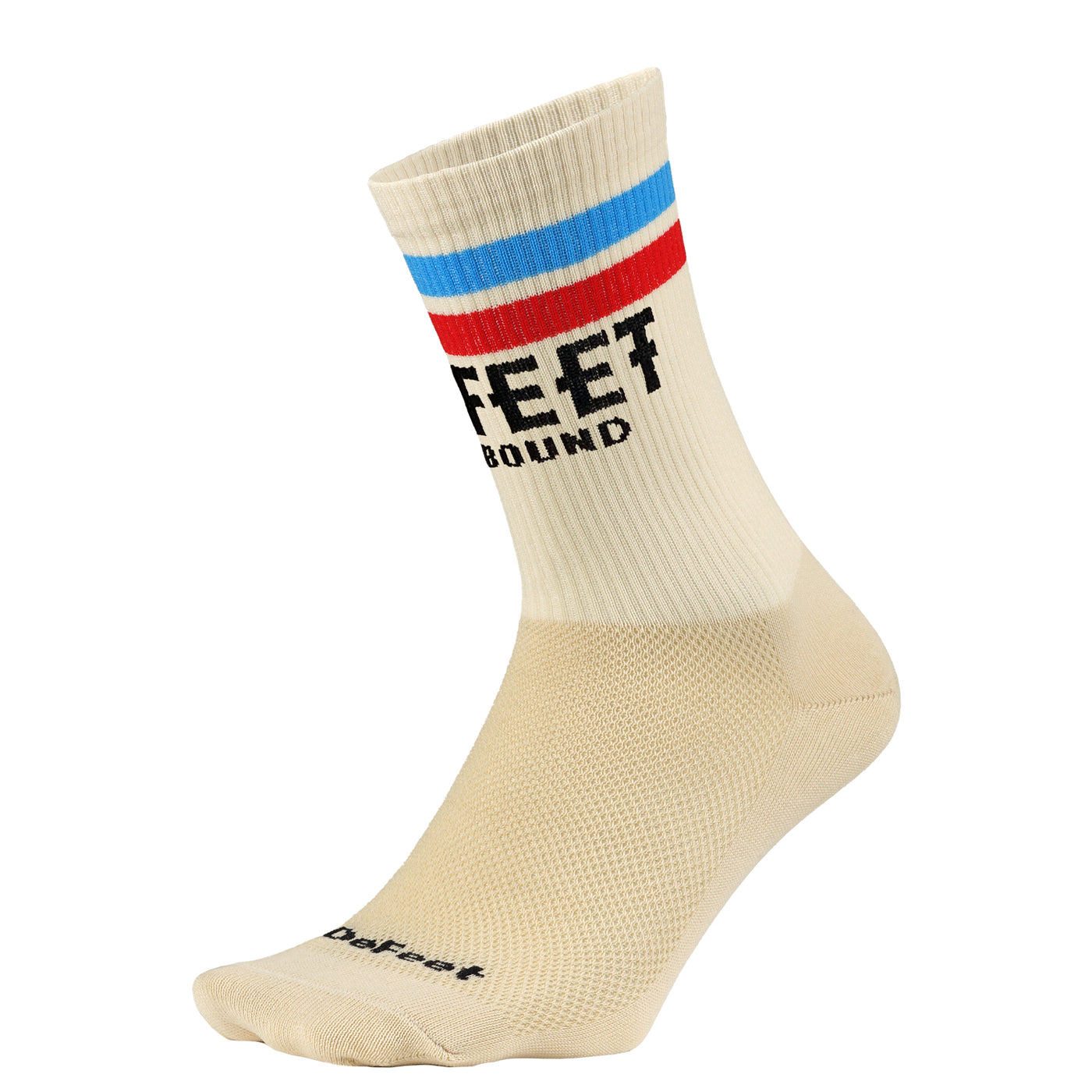 custom cream ribbed cycling sock for the Unbound Gravel race