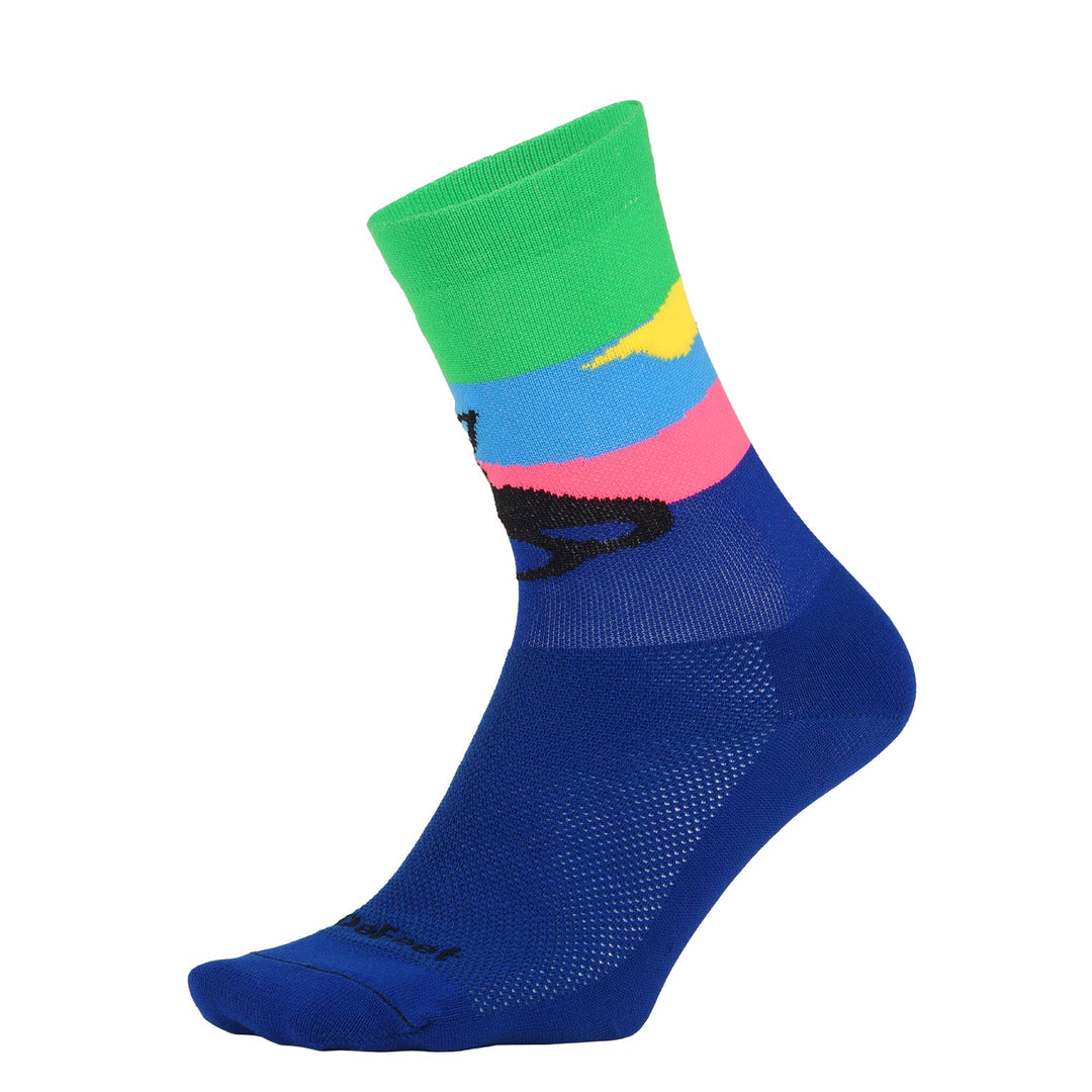 blue and green sock with a mermaid siren causing shipwrecks