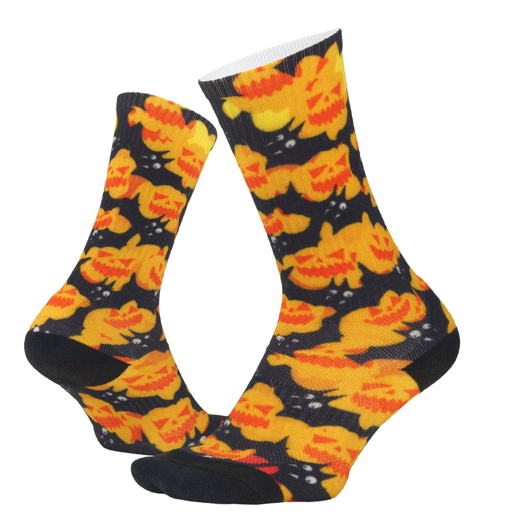 Sub360 DeFeet All Day Batshit Crazy Halloween Socks with Bats and Jack O'lanterns