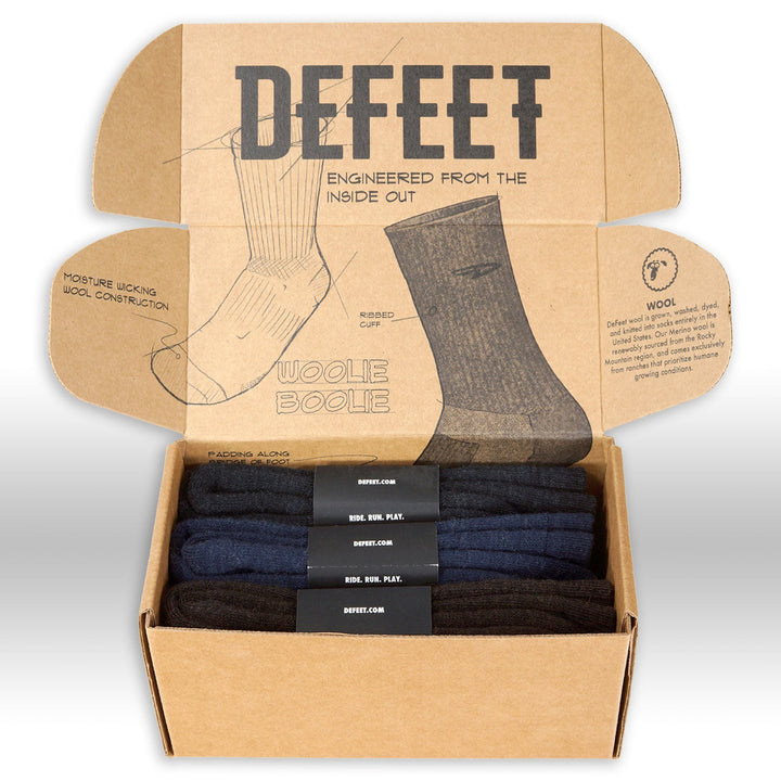 DeFeet wool Woolie Boolie socks holiday 3-pack gift box