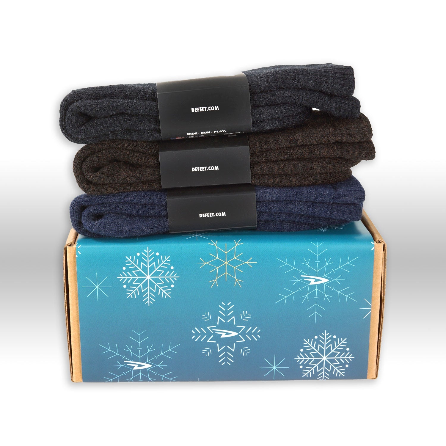 DeFeet wool Woolie Boolie socks holiday 3-pack gift box