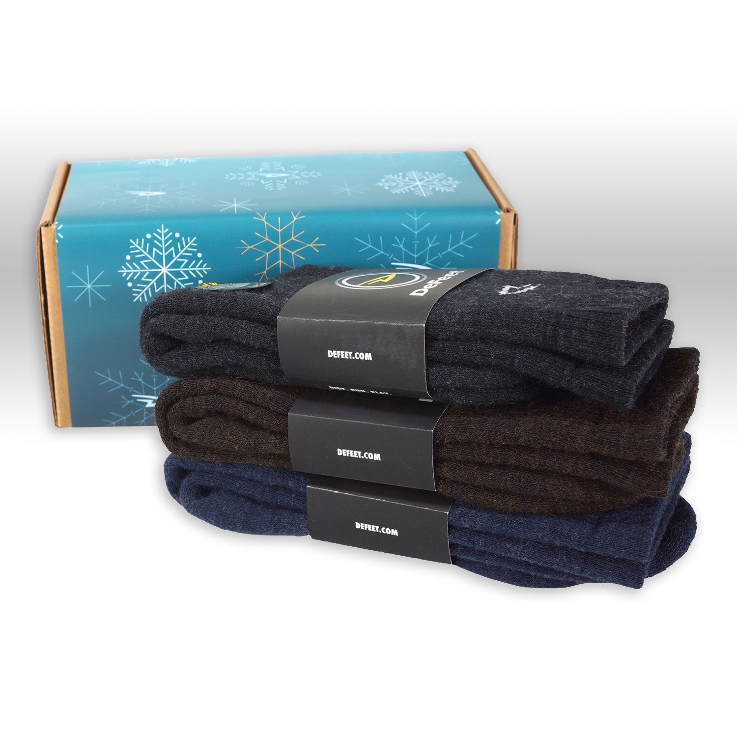 DeFeet wool Woolie Boolie socks holiday 3-pack gift box