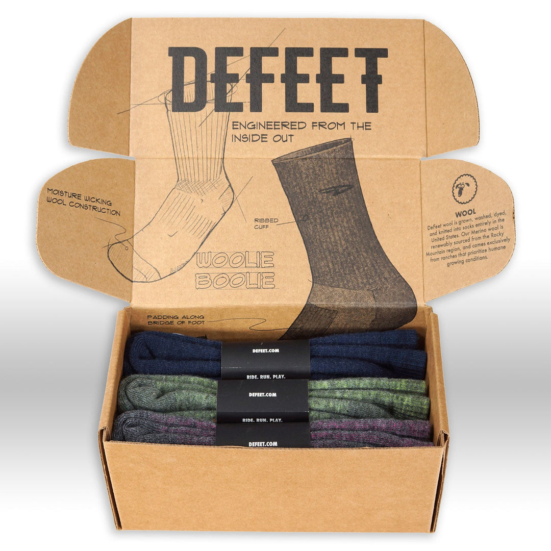 Holiday gift box of three pairs of heathered wool socks