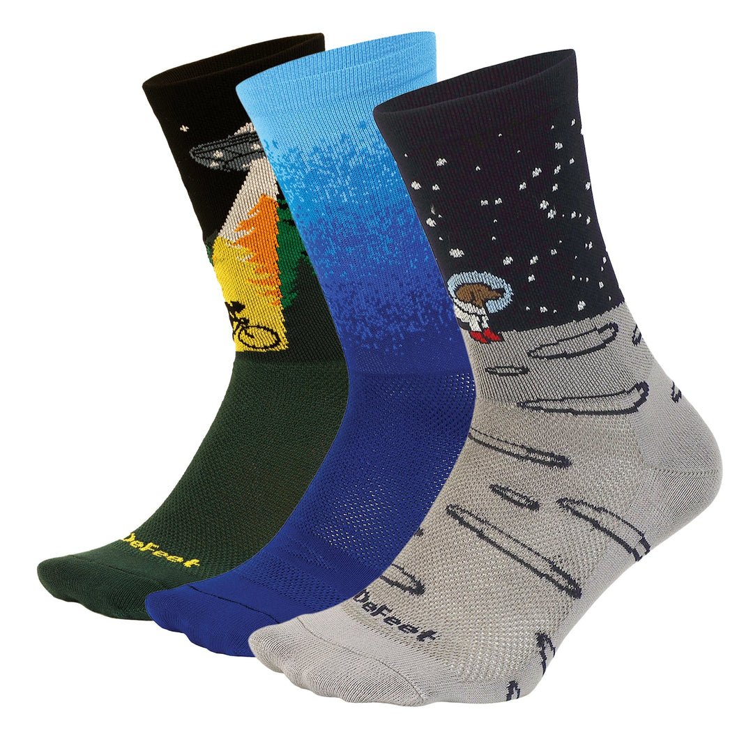 Fun Design Cycling Socks | Aireator Crew and Quarter Cuff | DeFeet Assorted Townee / M Fun Design Cycling Socks | Aireator Crew and Quarter Cuff | DeFeet Assorted Townee / M
