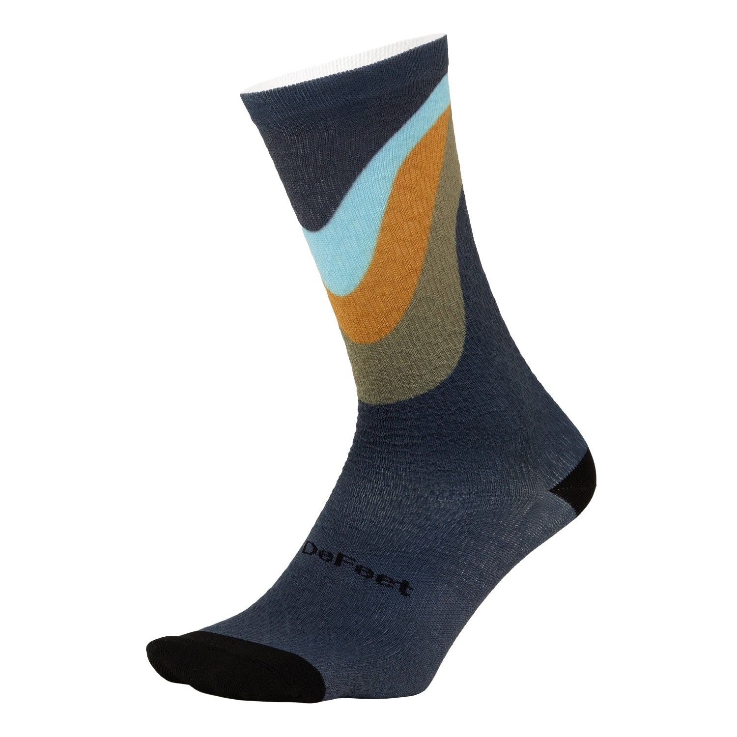 Thin Tri-Colored Stripe Wave Aero Cycling Socks | Evo 6” Cuff | DeFeet